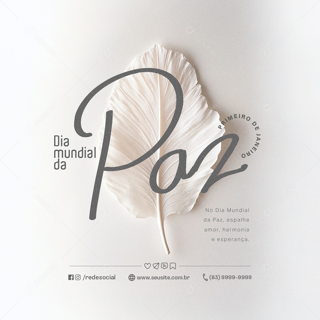 Dia Mundial da Paz 01 de Janeiro Espalhe Amor Social Media PSD Editável