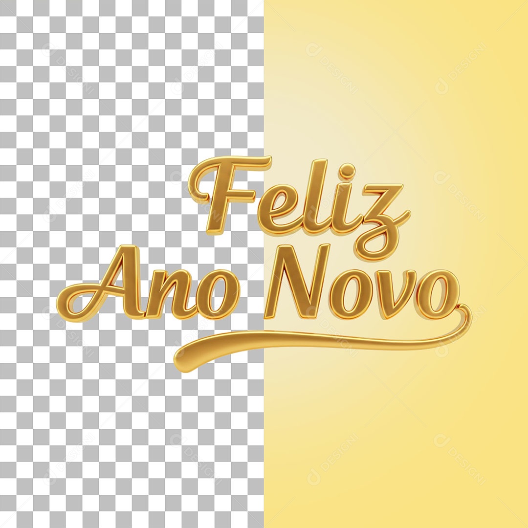 Selo 3D Feliz Ano Novo para Composição PSD