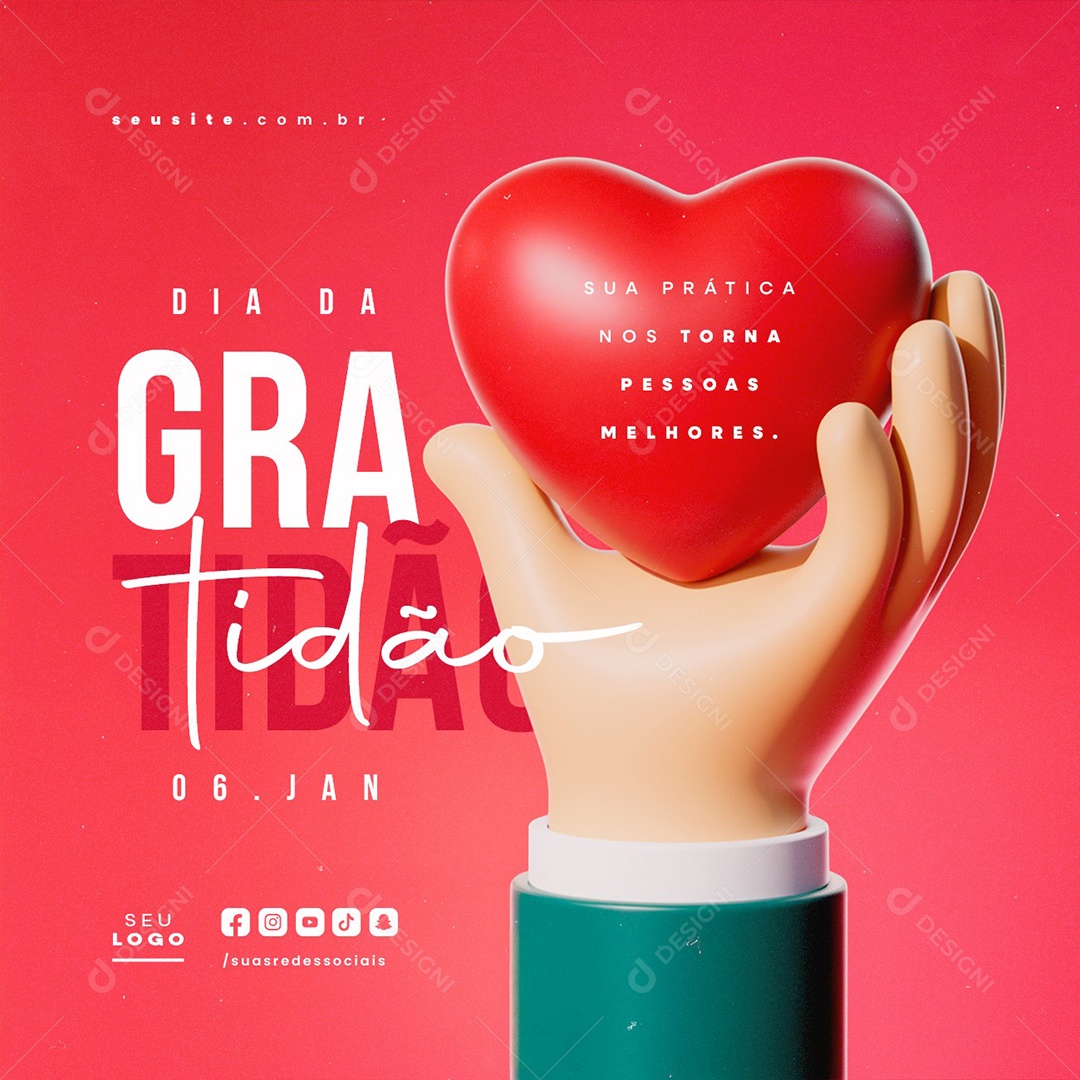 Dia da Gratidão 06 de Janeiro Social Media PSD Editável