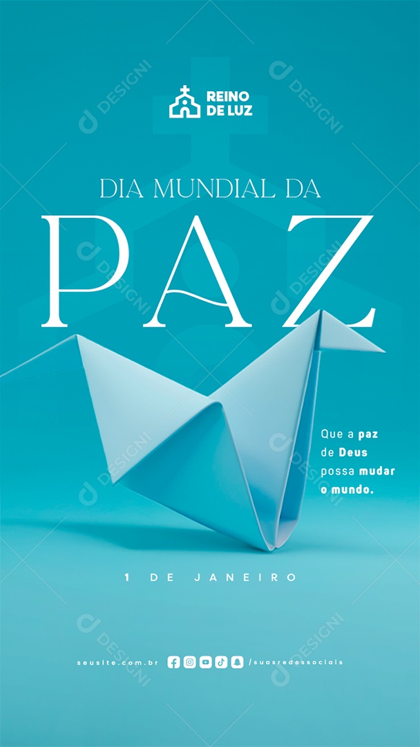 Story Dia Mundial da Paz 01 de Janeiro Social Media PSD Editável