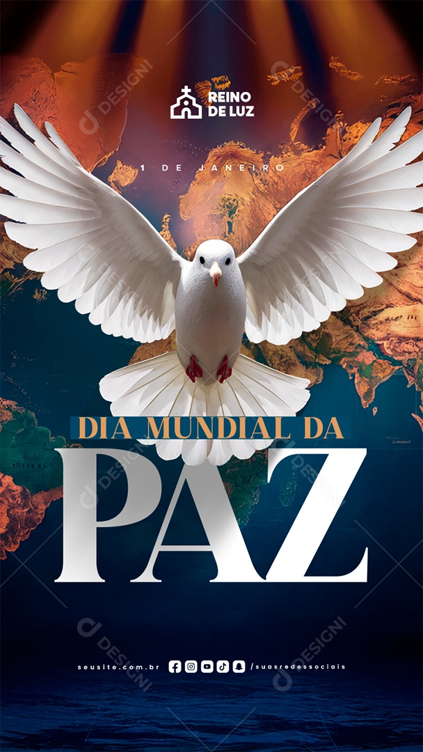 Story Social Media Dia Mundial da Paz 01 de Janeiro PSD Editável