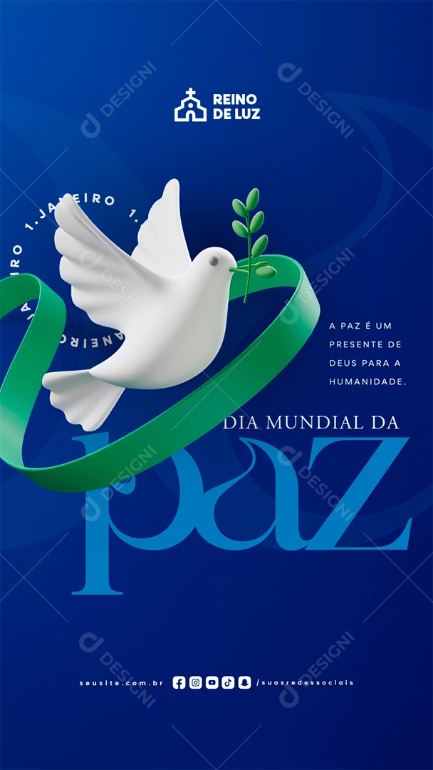 Story Dia Mundial da Paz 01 de Janeiro A paz é Um Presente de Deus Social Media PSD Editável