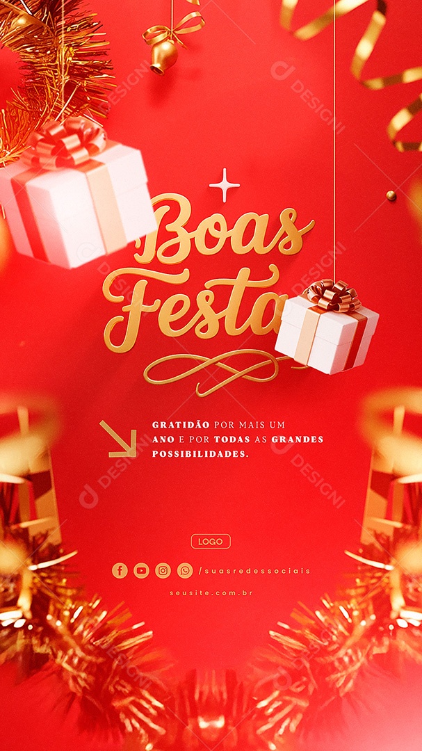 Story Boas Festas Gratidão por Mais Um Ano Social Media PSD Editável