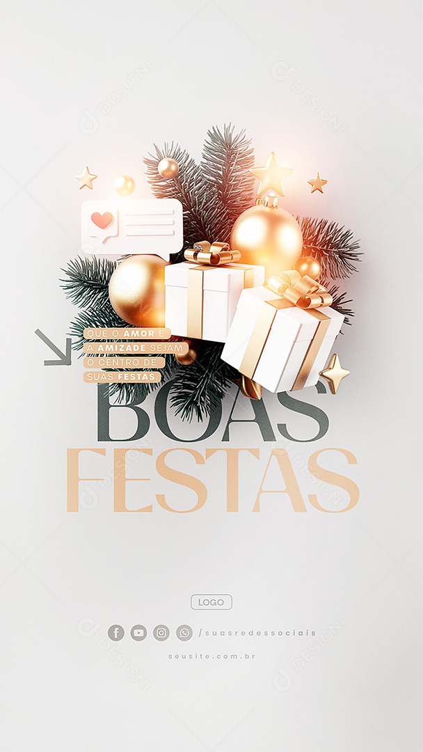 Story Boas Festas Que o Amor é a Amizade Social Media PSD Editável