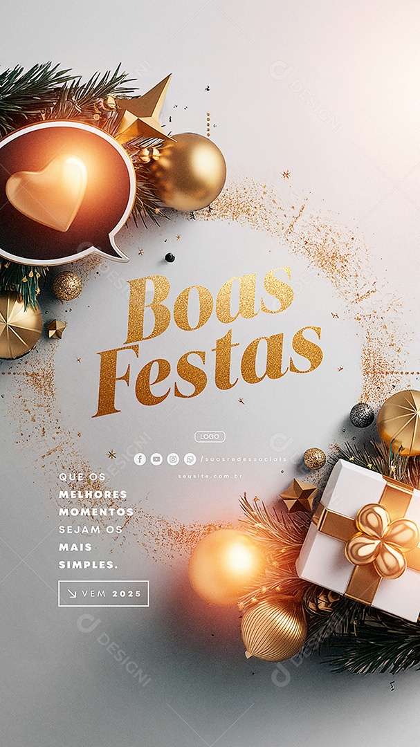 Story Boas Festas Que os Melhores Momentos Sejam os Mais Simples Social Media PSD Editável