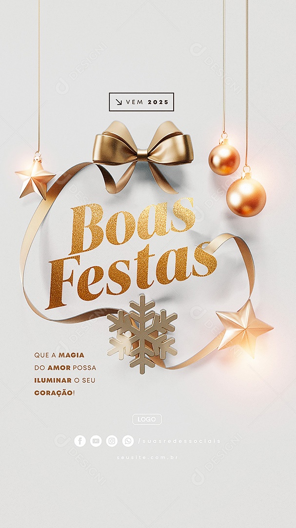 Story Boas Festas Que a Magia do Amor Possa Iluminar o Seu Coração Social Media PSD Editável