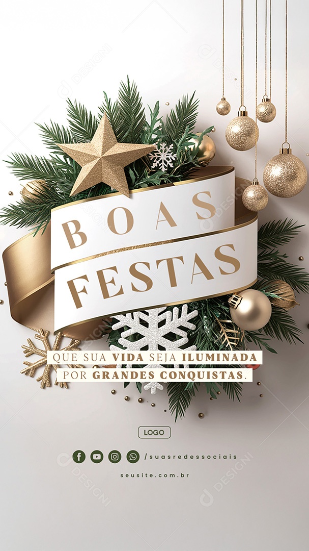 Story Boas Festas Que Sua Vida Seja Iluminada Social Media PSD Editável