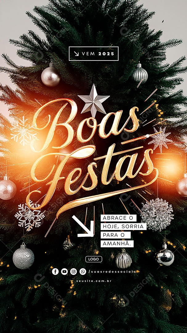 Story Boas Festas Vem 2025 Social Media PSD Editável