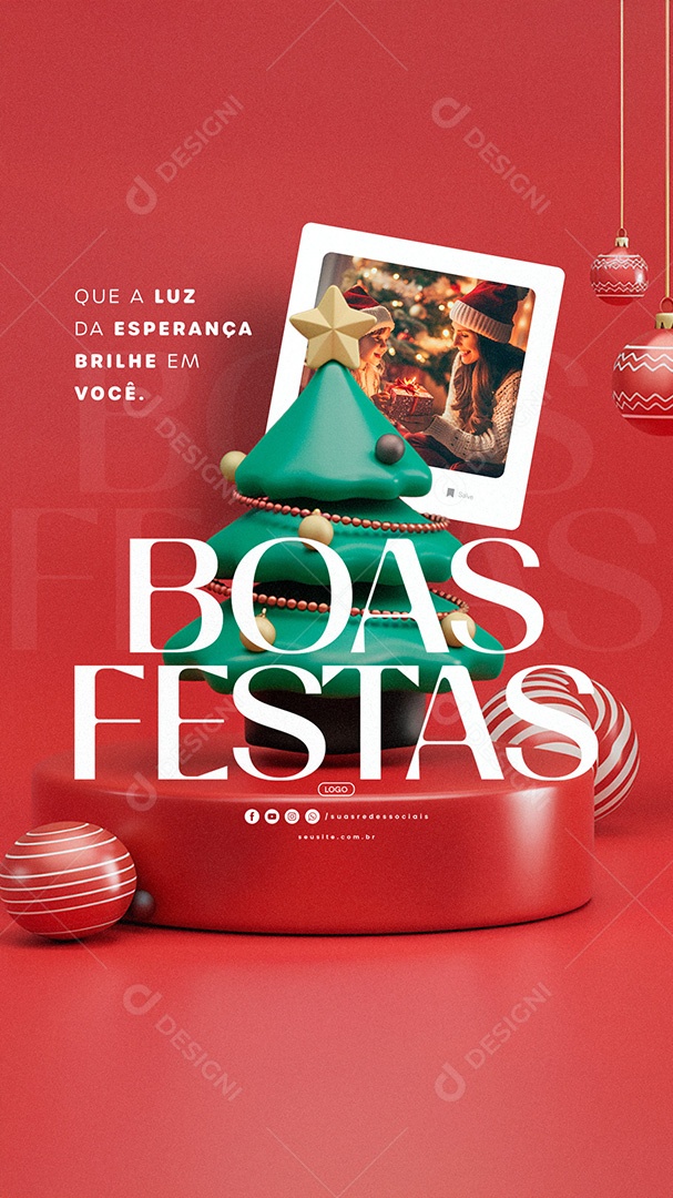 Story Boas Festas Que a Luz da Esperança Brilhe em Você Social Media PSD Editável