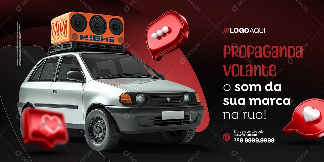 Banner Propaganda Valente Propaganda Volante o Som da Sua Marca Social Media PSD Editável