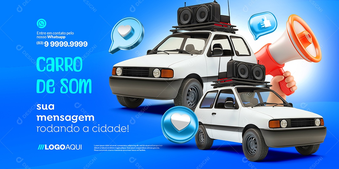 Banner Propaganda Valente Carro De Som Sua Mensagem Social Media PSD Editável