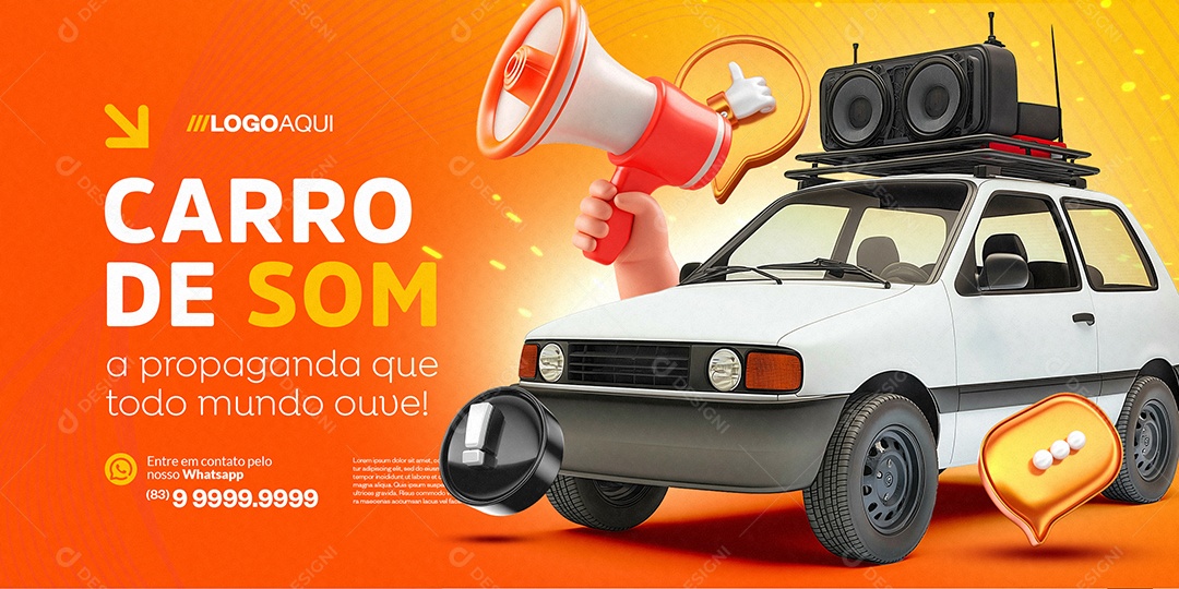 Banner Propaganda Valente Carro De Som Social Media PSD Editável