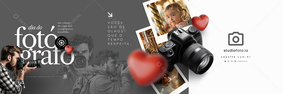 Carrossel Dia do Fotográfo 08 de Janeiro Vocês São os Olhos Social Media PSD Editável