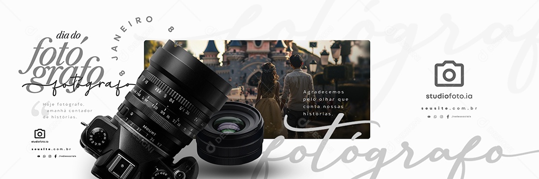 Carrossel Dia do Fotográfo 08 de Janeiro Social Media PSD Editável