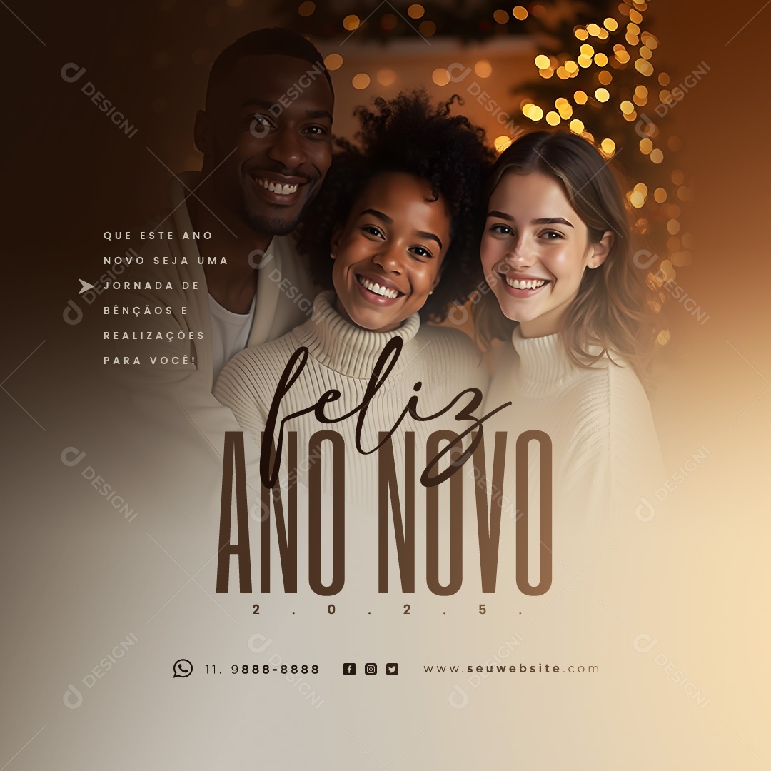 Feliz Ano Novo 2025 Réveillon Social Media PSD Editável