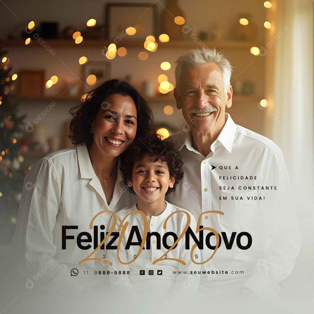 Feliz Ano Novo 2025 Réveillon Social Media PSD Editável