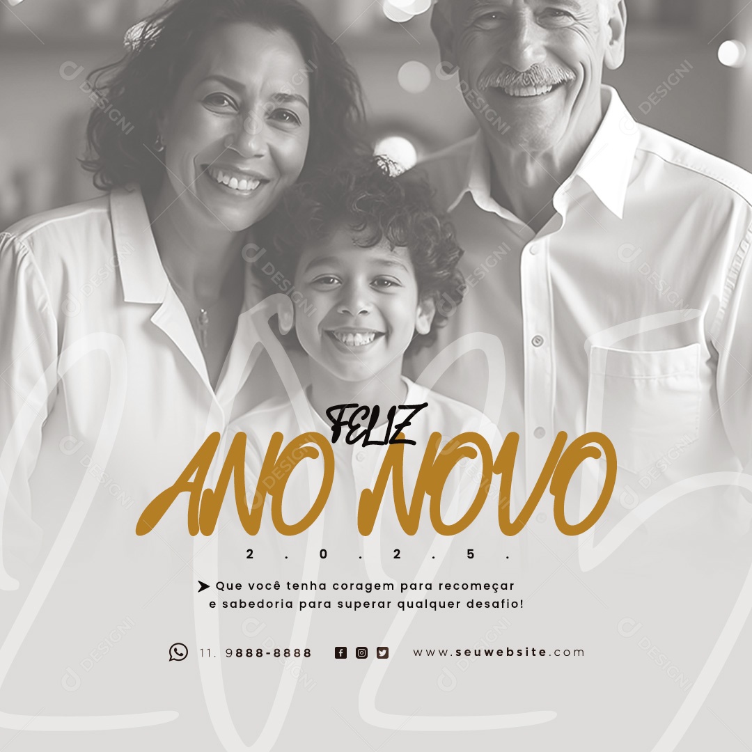 Feliz Ano Novo 2025 Réveillon Social Media PSD Editável