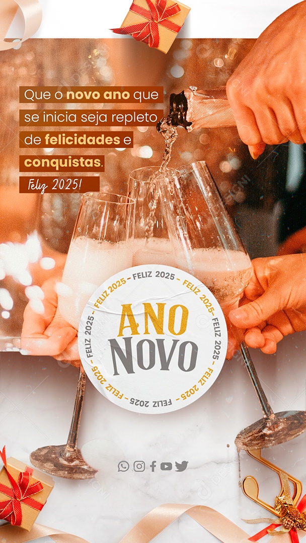 Story Feliz Ano Novo 01 de Janeiro Social Media PSD Editável