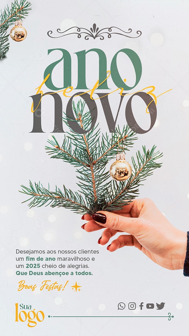 Story Feliz Ano Novo 01 de Janeiro Social Media PSD Editável