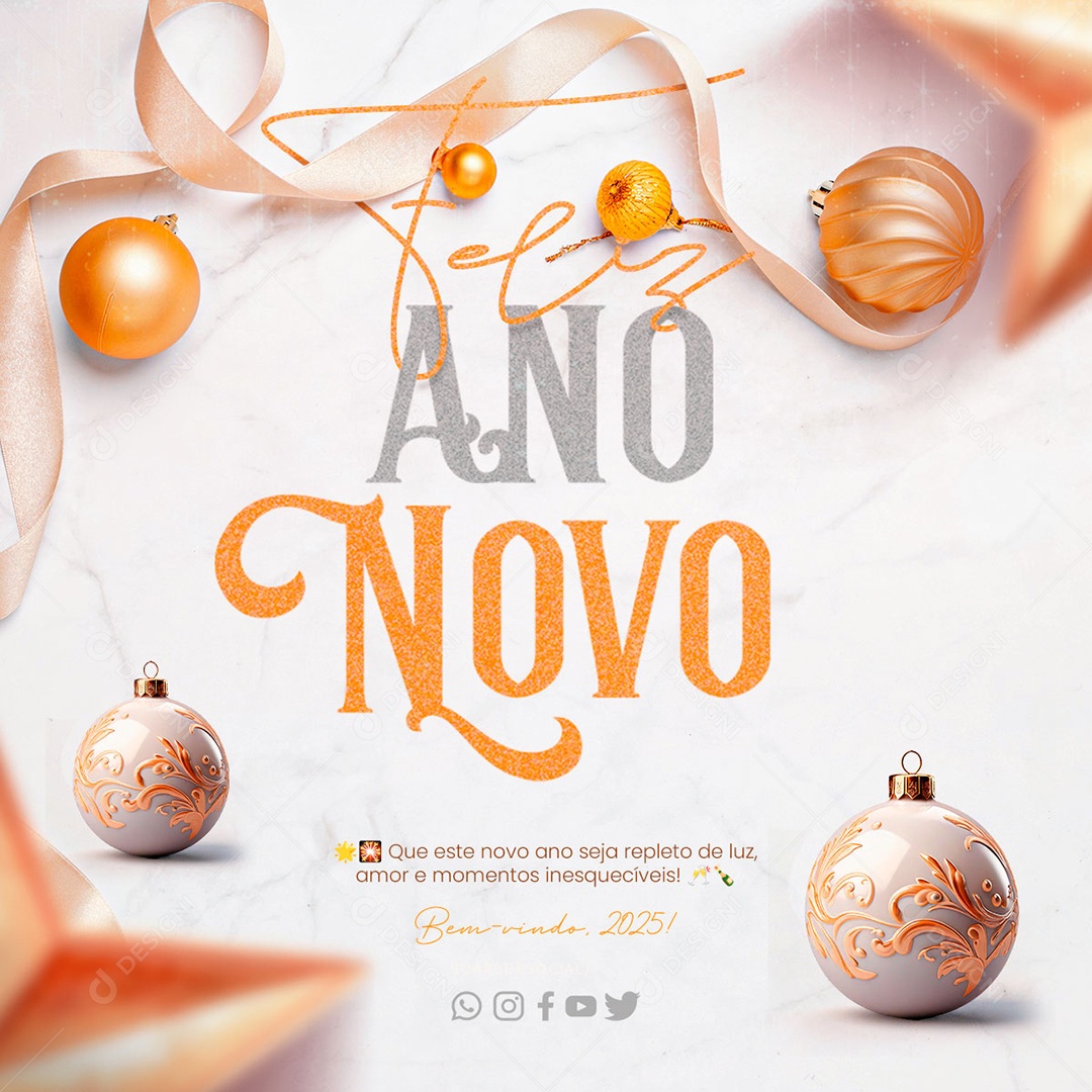 Feliz Ano Novo 01 de Janeiro Social Media PSD Editável