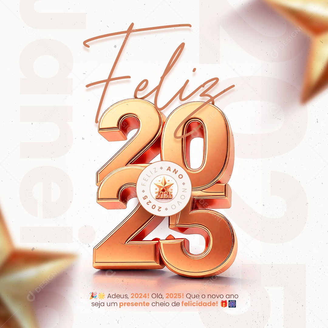 Feliz Ano Novo 01 de Janeiro 2025 Social Media PSD Editável