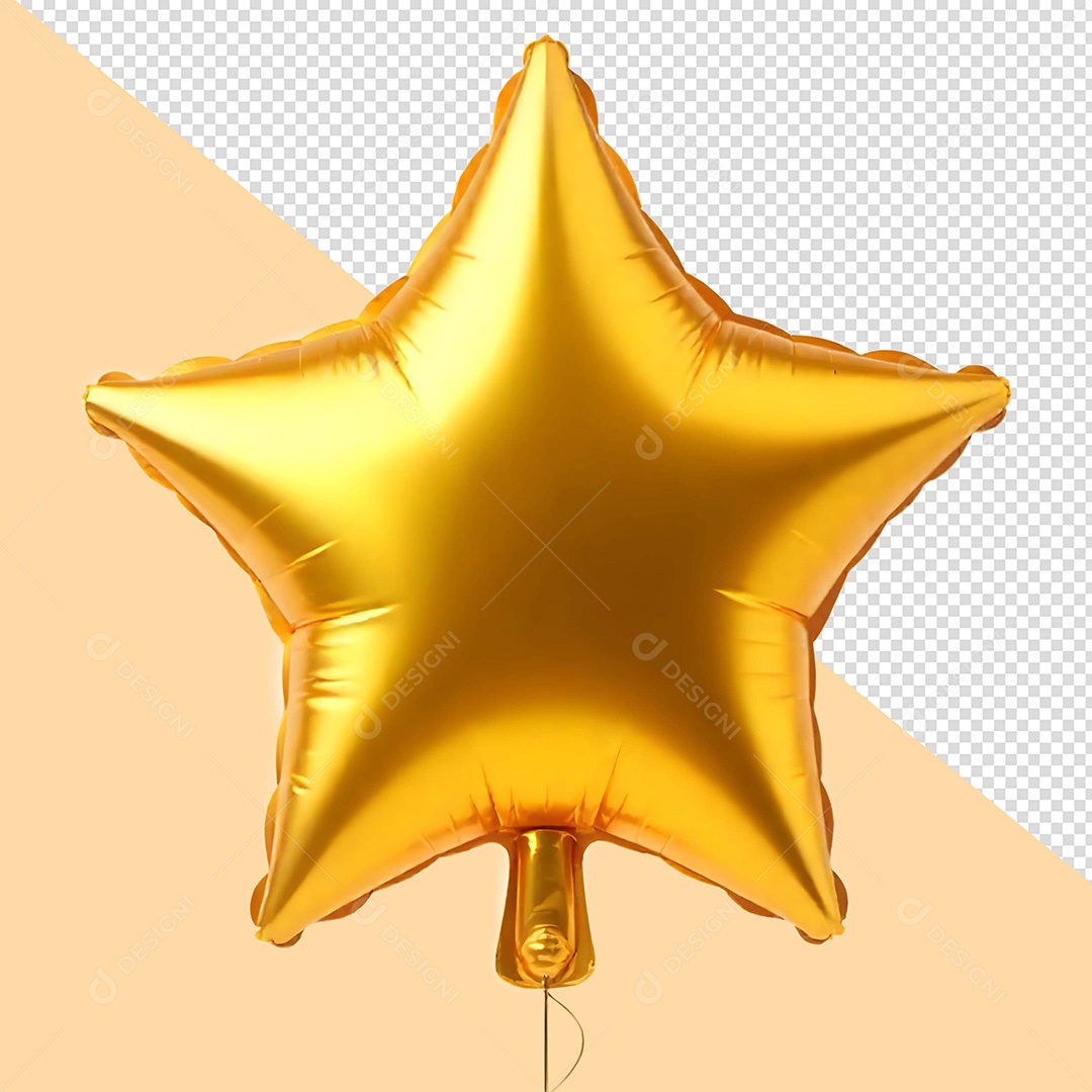 Estrela Dourada Balão Elemento 3D Para Compilação PSD