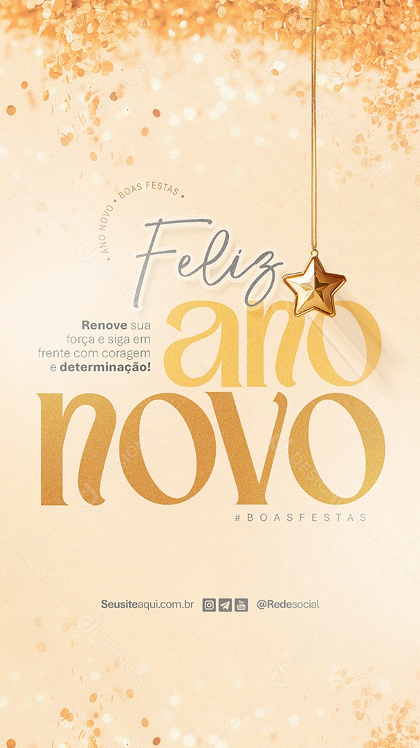 Story Feliz Ano Novo 2025 Réveillon Social Media PSD Editável
