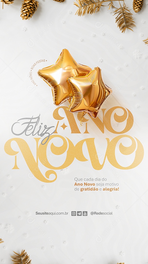 Story Feliz Ano Novo 2025 Réveillon Social Media PSD Editável
