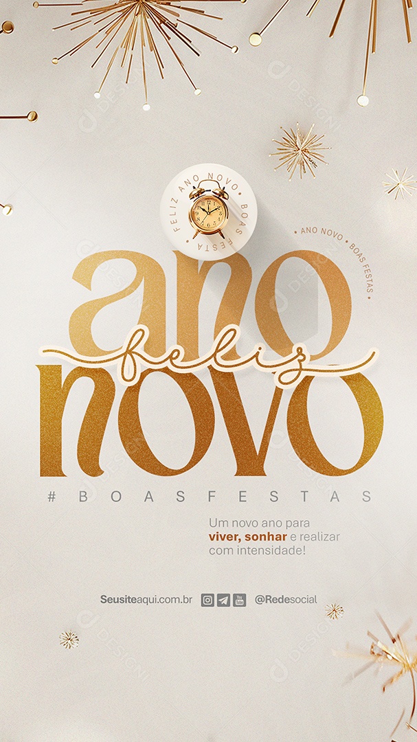 Story Feliz Ano Novo 2025 Réveillon Social Media PSD Editável