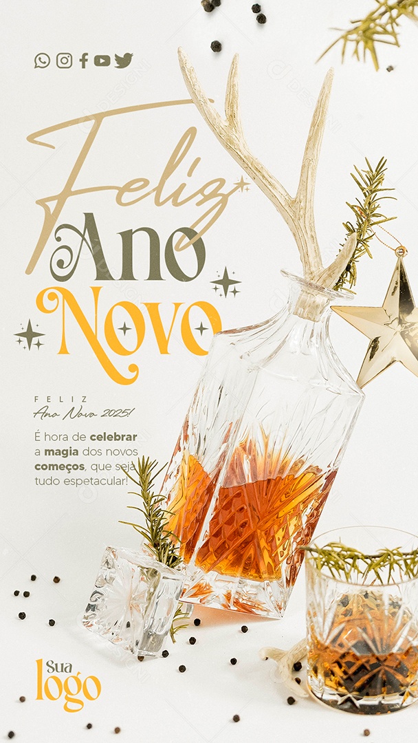 Story Feliz Ano Novo 01 de Janeiro Social Media PSD Editável
