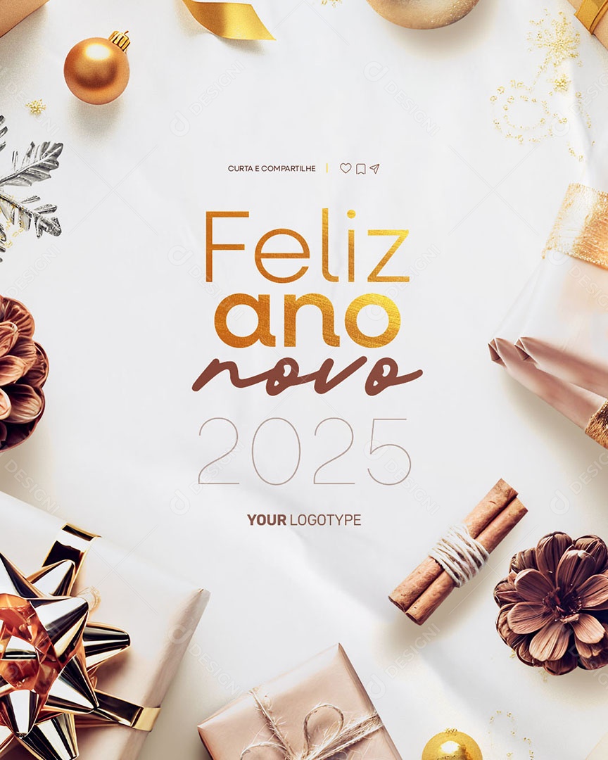 Feliz Ano Novo 2025 Réveillon Social Media PSD Editável