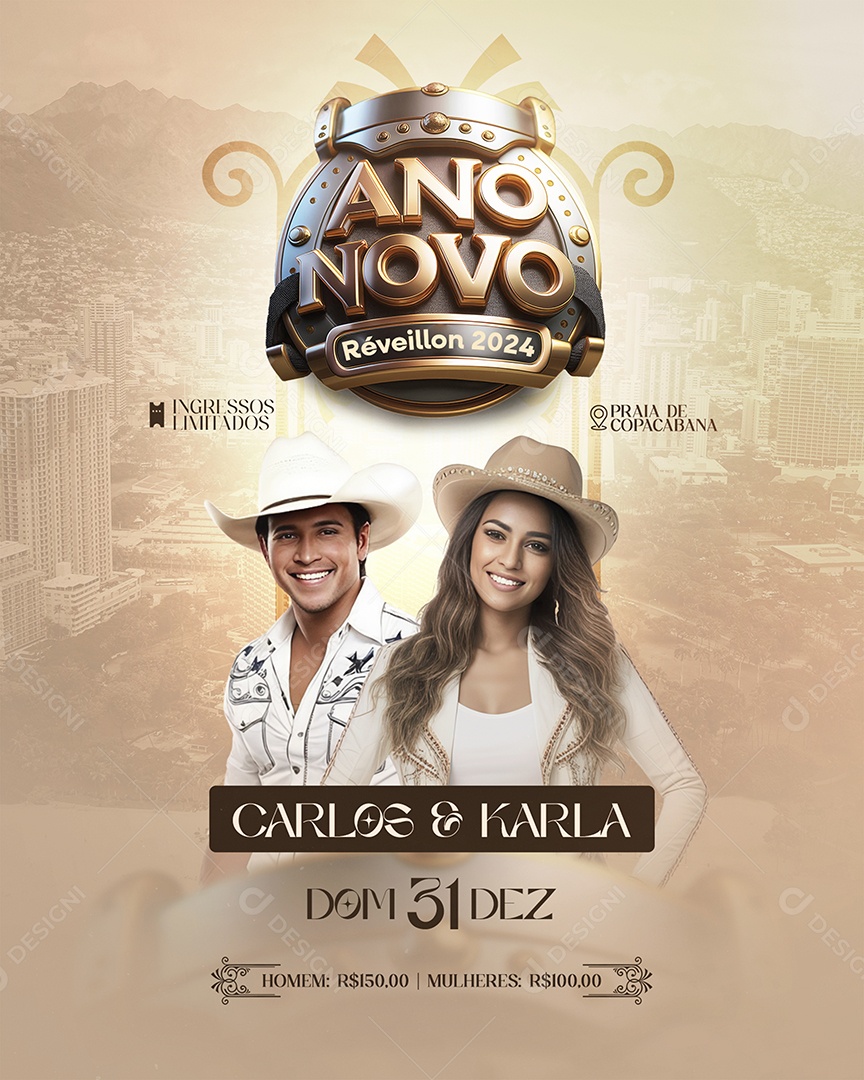 Feed Flyer Ano Novo Réveillon Social Media PSD Editável