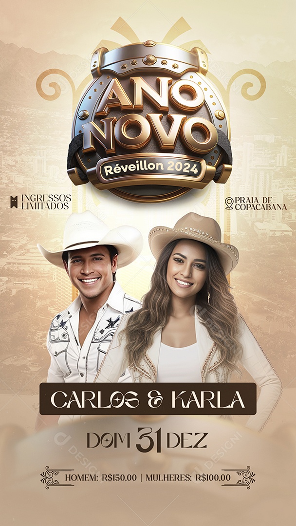 Story Flyer Ano Novo Réveillon Social Media PSD Editável