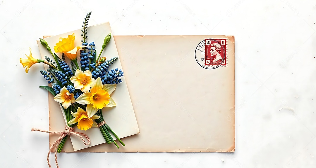 Carta vintage com flores e celo