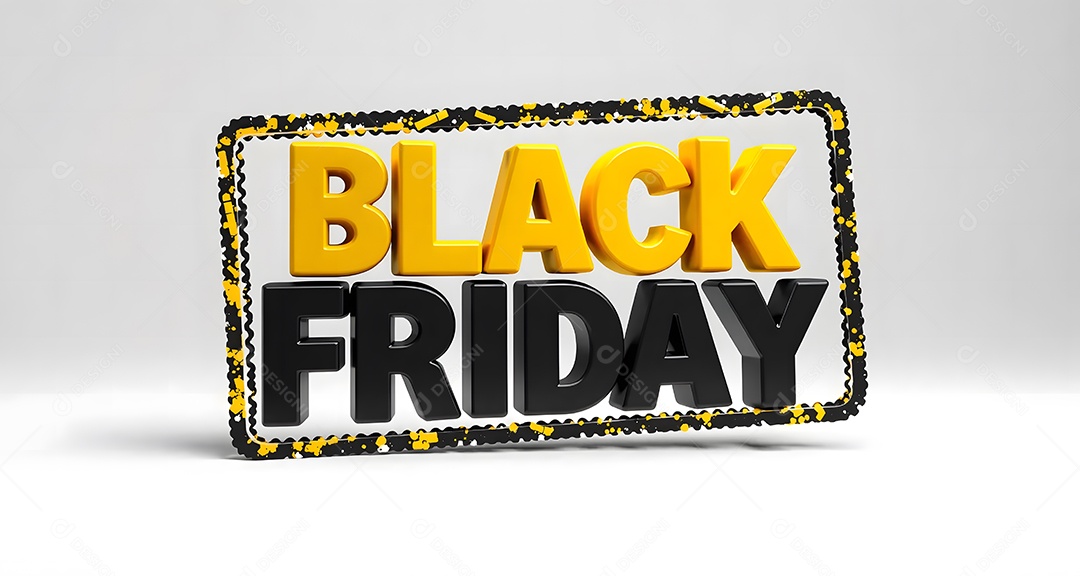 Logotipo 3d de black friday amarelo e preto