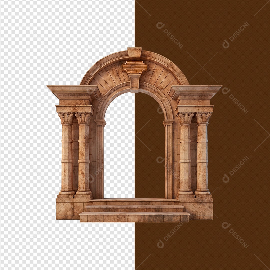 Janela de Madeira Elemento 3D para Composição PSD