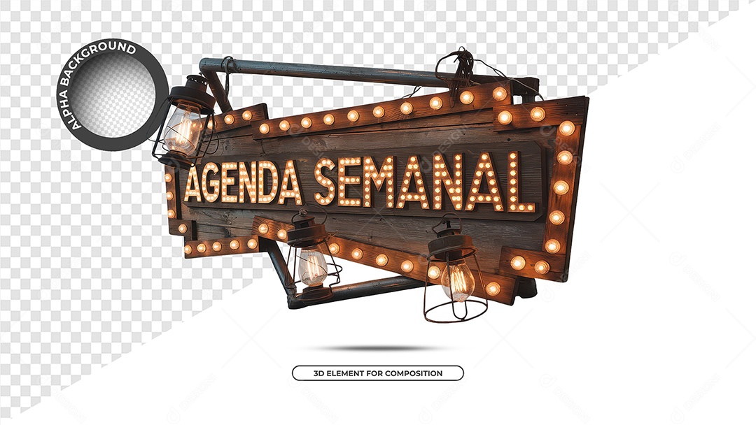 Agenda Semanal Selo 3D Para Composição PSD