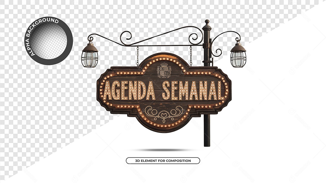 Agenda Semanal Selo 3D Para Composição PSD