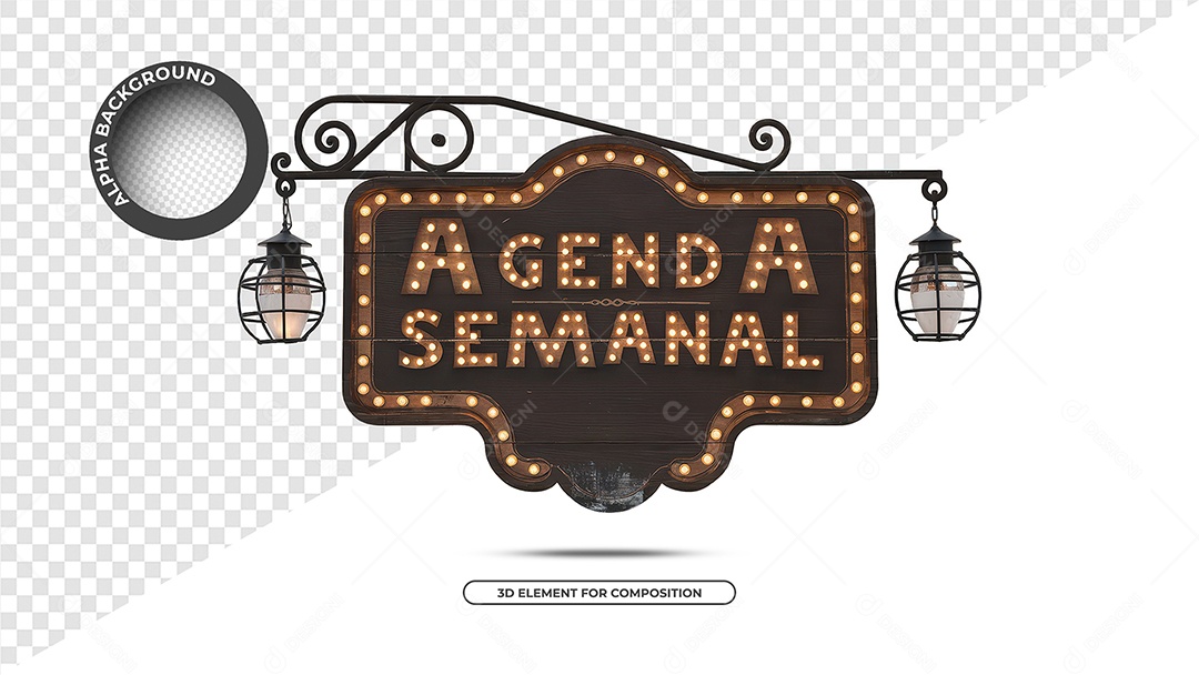 Agenda Semanal Selo 3D Para Composição PSD