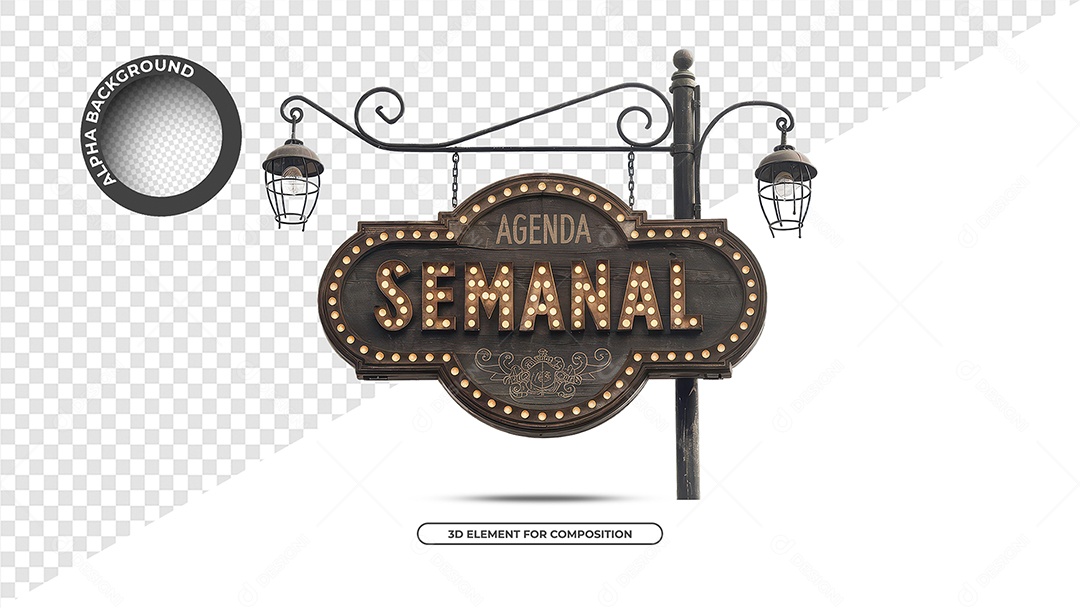 Agenda Semanal Selo 3D Para Composição PSD