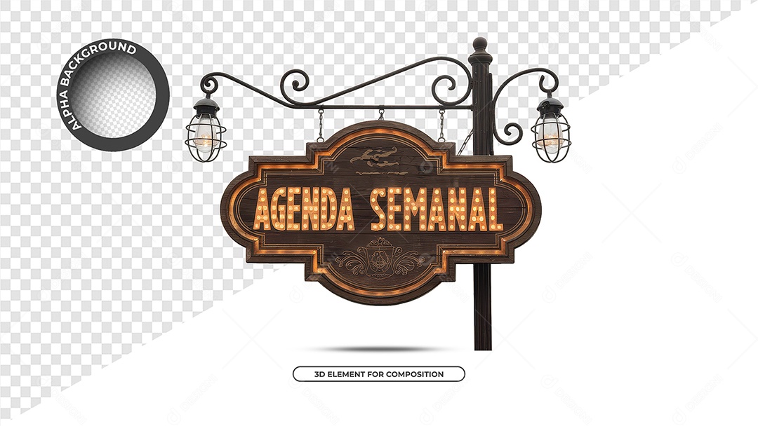 Agenda Semanal Selo 3D Para Composição PSD