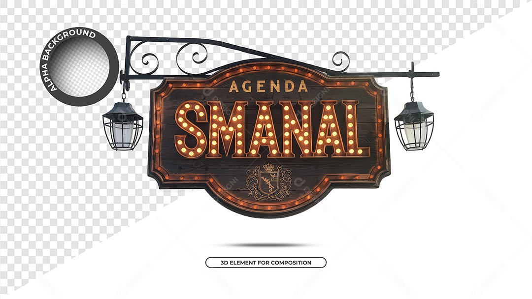 Agenda Semanal Selo 3D Para Composição PSD