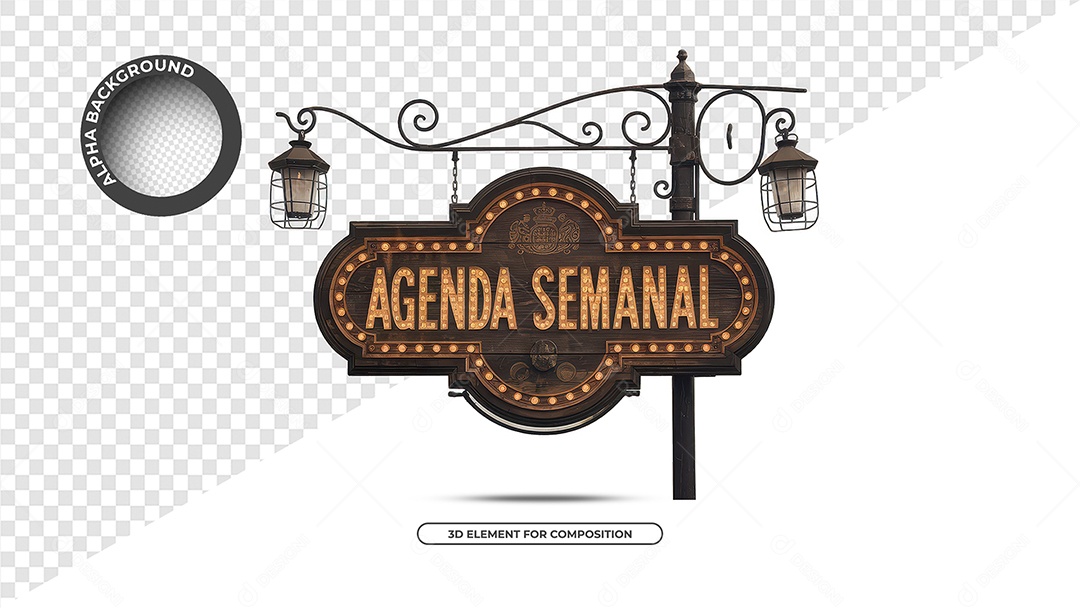 Agenda Semanal Selo 3D Para Composição PSD