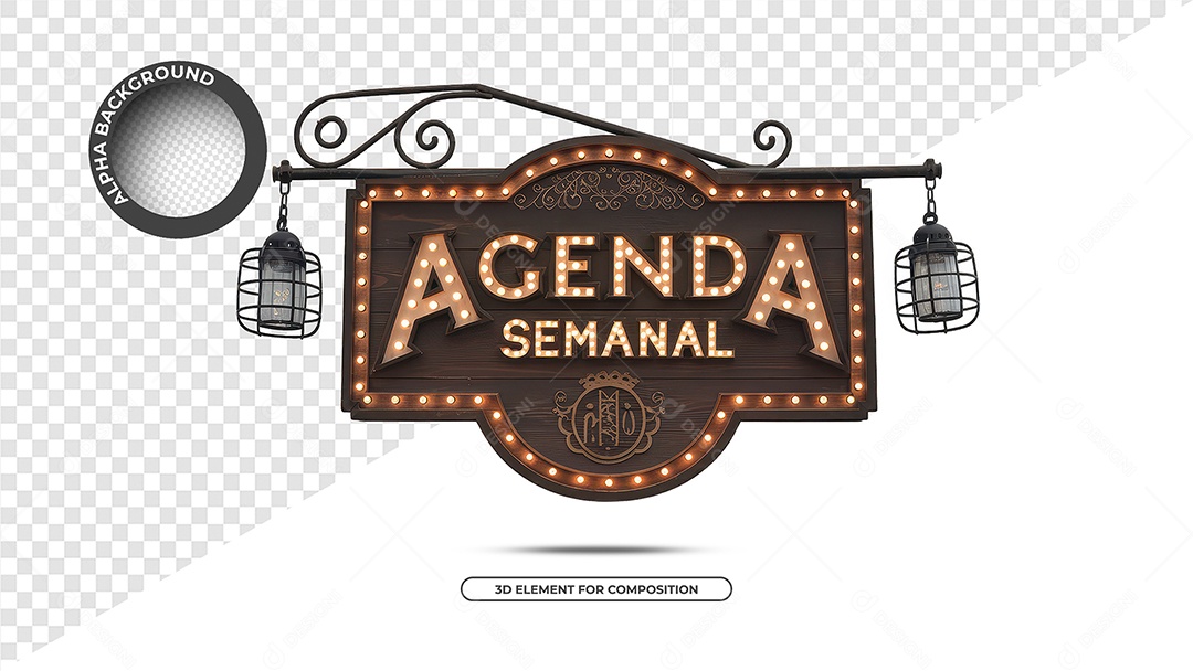 Agenda Semanal Selo 3D Para Composição PSD