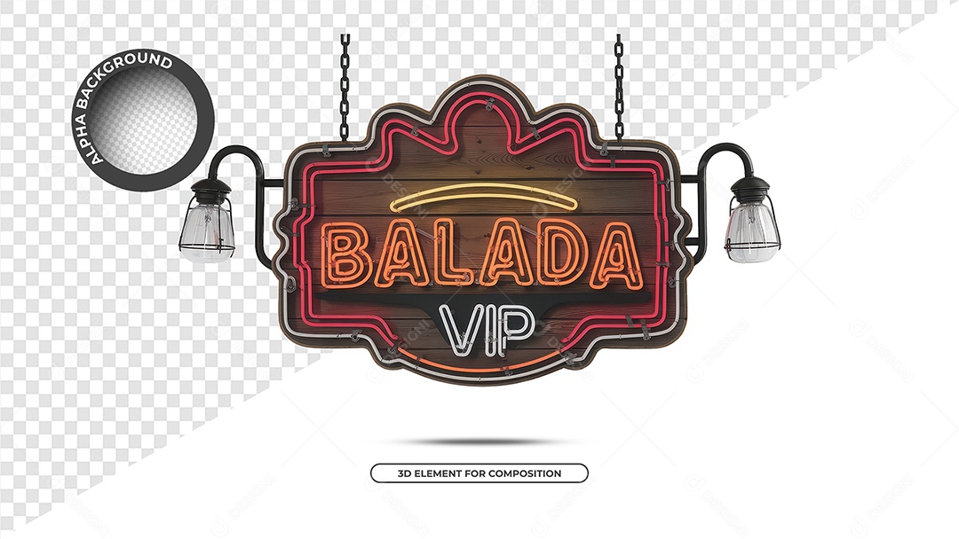 Balada Vip Selo 3D Para Composição PSD