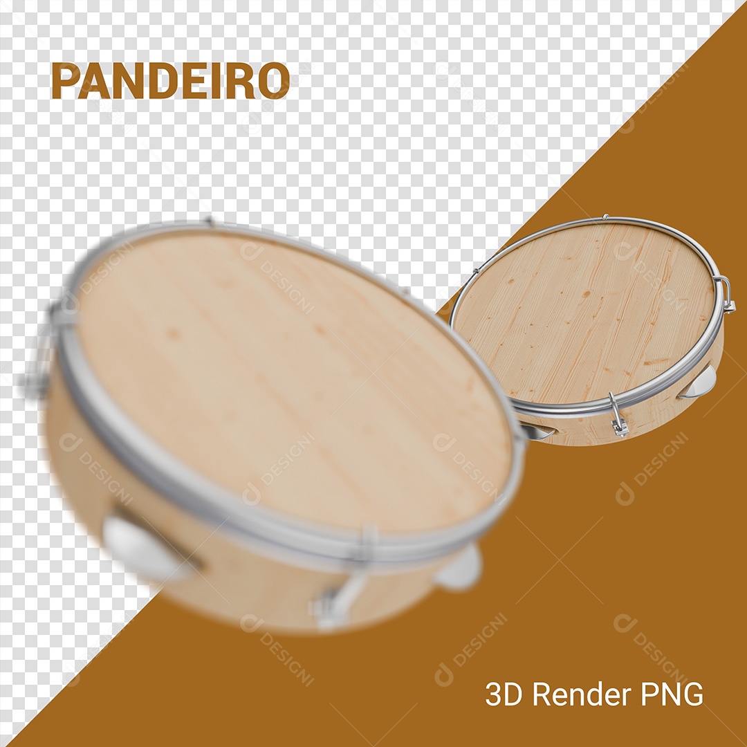 Elemento 3D Dois Pandeiro Para Composição PSD