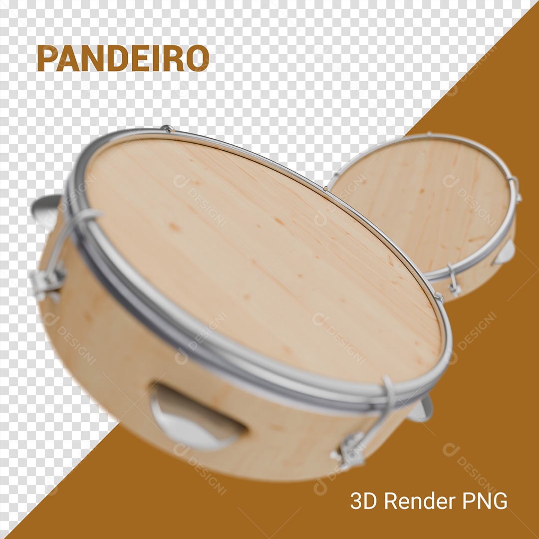 Elemento 3D Dois Pandeiro Para Composição PSD