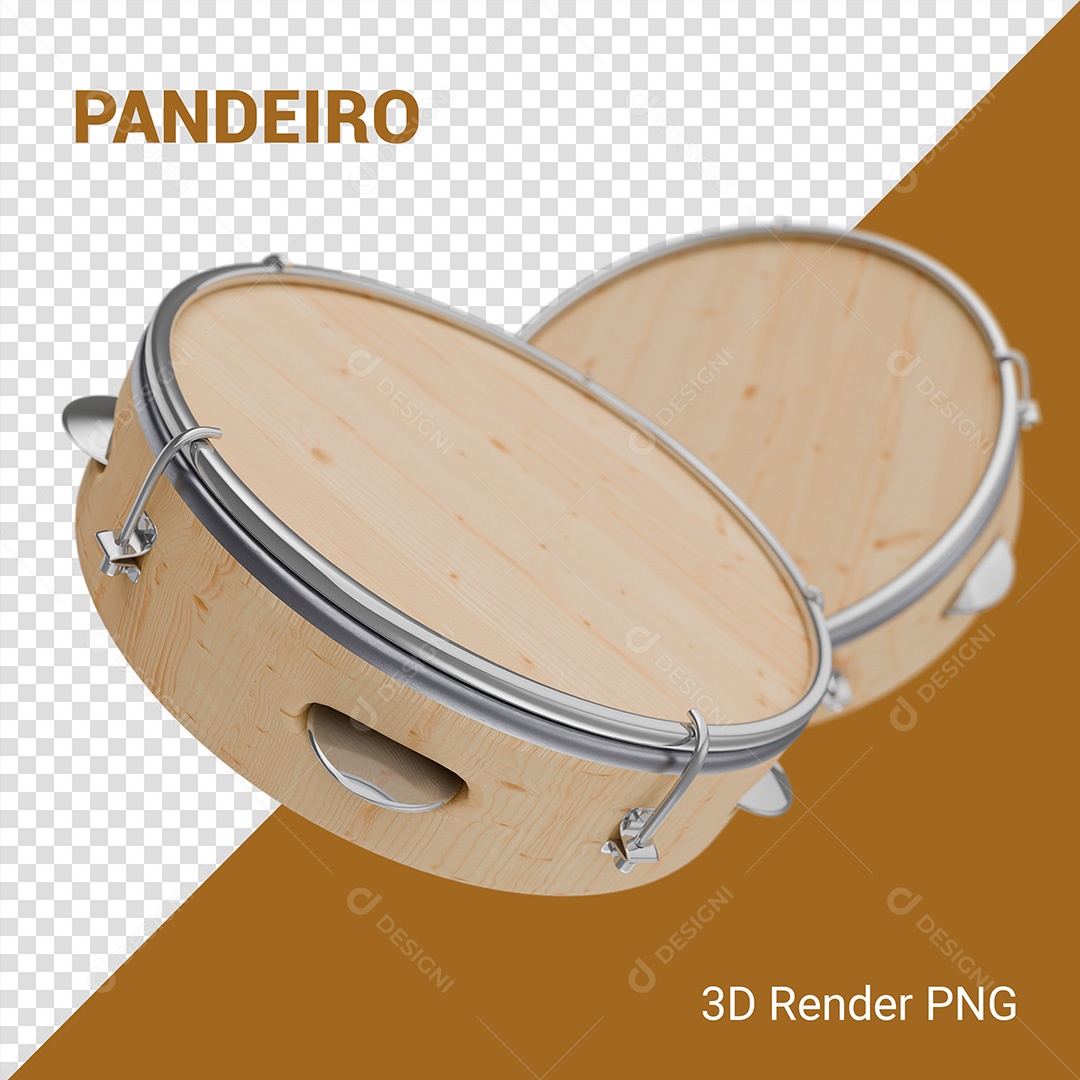 Elemento 3D Dois Pandeiro Para Composição PSD