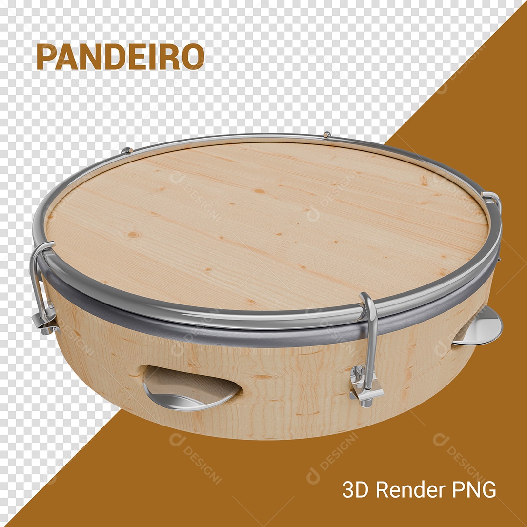 Elemento 3D Pandeiro Para Composição PSD