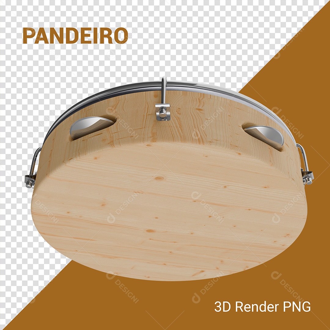 Elemento 3D Pandeiro Para Composição PSD